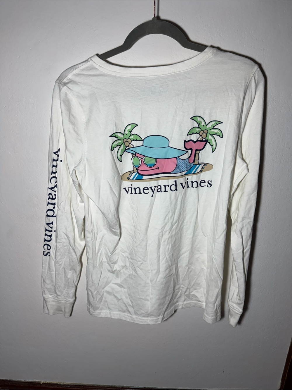 Vineyard Vines White Tee with Light Blue Whale Logo